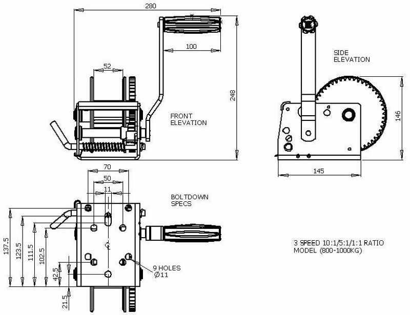 Jarrett Winch 3-Speed 800kg 7.5m Webbing and Snap Hook Cover