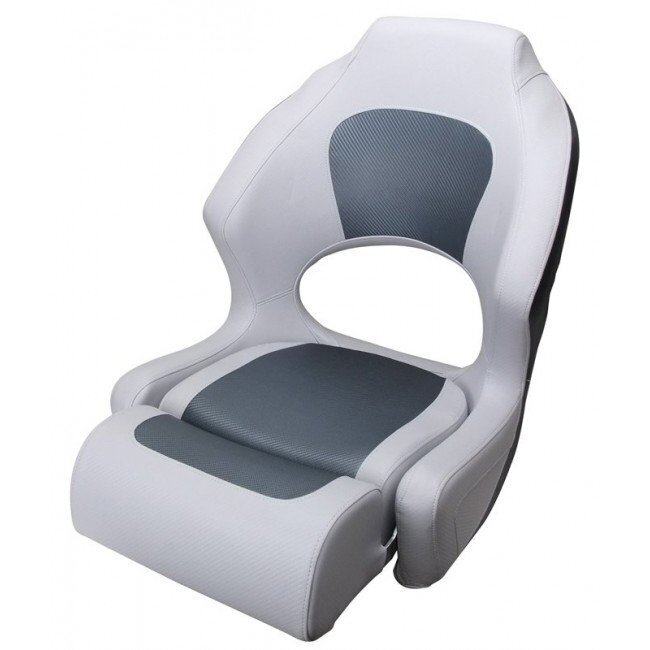 RELAXN Sea Breeze Series High Back Boat Seat - White/Grey Carbon