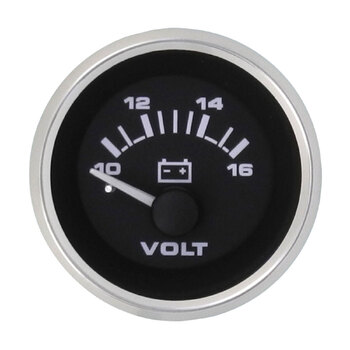 VeeThree Instruments Voltmeter P/Pro Blk 10-16V Ss Trim