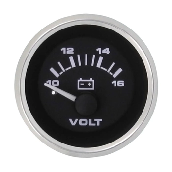 VeeThree Instruments Voltmeter P/Pro Blk 10-16V Ss Trim