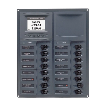 BEP Contour Circuit Breaker Switch Panel with Digital Meter 16CB 12-24V
