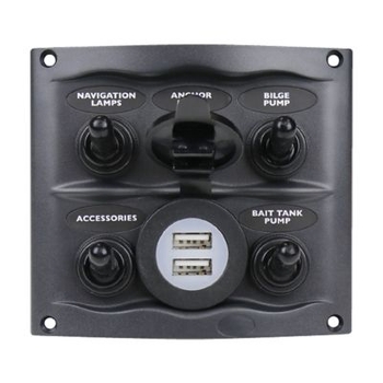 Switch Panel 5 Way Usb Grey