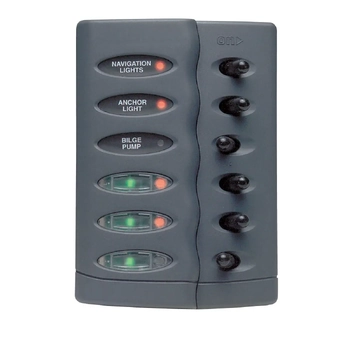 BEP Switch Panel 6 Way Fused Vert Grey