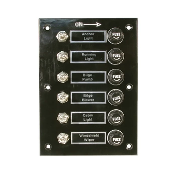 Switch Pan 6Gang Blk Bakelite