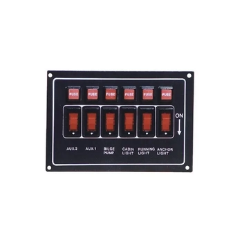 Marine Town Horizontal Illuminated 6 Switch Panel Boat Marine Electrical