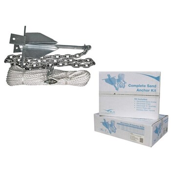 3.6kg Galvanized Sand Anchoring Kit Anchor Chain 50m Rope Shackles Boat Marine