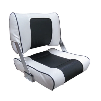 Boat Flip Back Seat White/Black Carbon Marine Fishing Upholstered