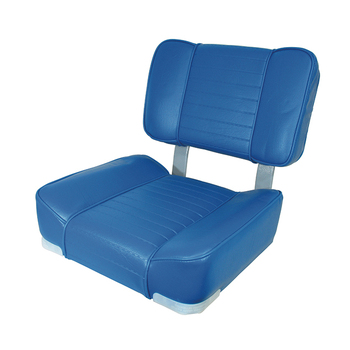 Deluxe Upholstered Boat Seat Grey Frame Blue Vinyl Marine Seating
