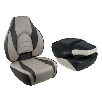Fish Pro High Back Boat Marine Seat Fold Down Charcoal/Grey
