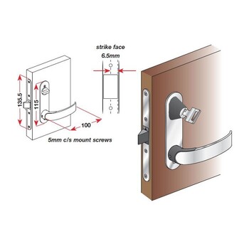 Southco Lock Door Offshore Mortise White L/H