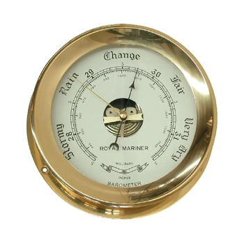 Marine Town Barometer Brass Plain 116Mm Base