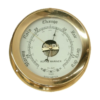 Marine Town Barometer Brass Plain 185Mm Base