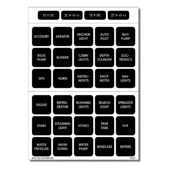 Blue Sea Systems Label Kit Dc H2O 30 Square Blk V1