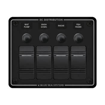 Blue Sea Systems Panel H2O 12Vdc Clb 4Pos Blk H