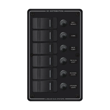Blue Sea Systems Panel H2O 12Vdc Clb 6Pos Blk V