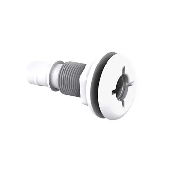 Thru Hull Barbed 3/4" Straight White