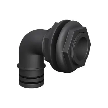 "THRU HULL ELBOW 1 1/8"" DOUBLE NUT BLACK"