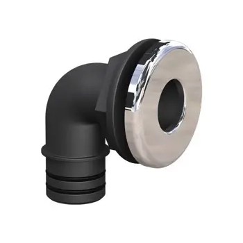"THROUGH HULL QWIK-LOK 1 1/8"" ELBOW CHROME BEZEL"