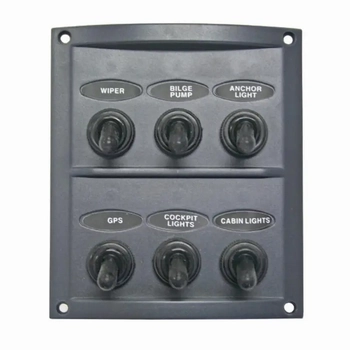 RWB Grey 6 Switch Panel Deluxe 120 x 105mm Boat Marine
