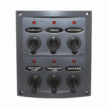 RWB Grey 6 Switch Panel Deluxe Red LED Boat Marine
