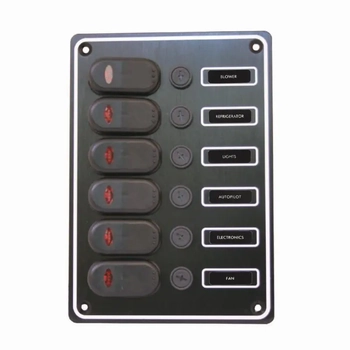 RWB Weatherproof 6 Switch Vertical Panel 135 x 190mm Boat Marine Electrical