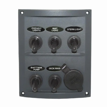 RWB 5 Switch Panel Splashproof with Cigarette Socket Boat Marine RWB2114