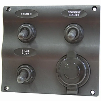 RWB Electrical 3 Switch Panel with Cigarette Socket Boat Marine RWB2160
