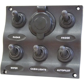 RWB Electrical 5 Switch Panel with Cigarette Socket Boat Marine RWB2161