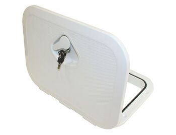 Nuova Rade Deluxe Opening Storage Hatch with Lock 375x275mm White