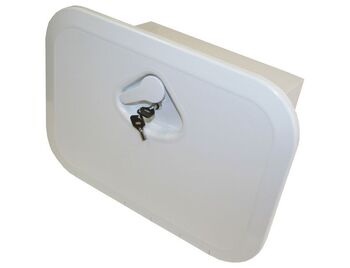 Nuova Rade Deluxe Opening Storage Hatch with Lock and Box 375x275mm White