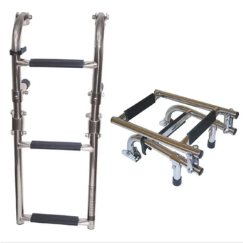 RWB Folding 3 Step Ladder Stainless Steel Narrow