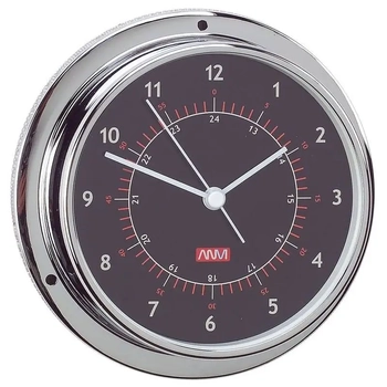 RWB Clock CP Brass Blk 95mm