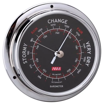 RWB Barometer CP Brs Blk 95mm