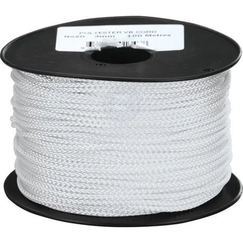1000m White Polyester VB Rope 3mm 190kg Breaking Strain Cord Boat Marine Fishing