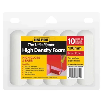 Roller cover hd foam 100mm 10 pack slide on 9mm nap