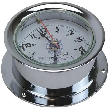Chromed Brass Clock 80mm Face 115mm Outside Boat Marine