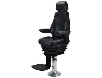 RELAXN Seafarer Pilot Boat Seat with Air Ride Pedestal & Footrest - Black