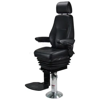 RELAXN Seafarer Pilot Boat Seat with Air Ride Pedestal & Footrest - Black