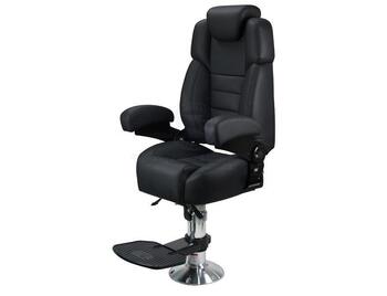 RELAXN Voyager Pilot Boat Seat with Air Ride Pedestal & Footrest - Black