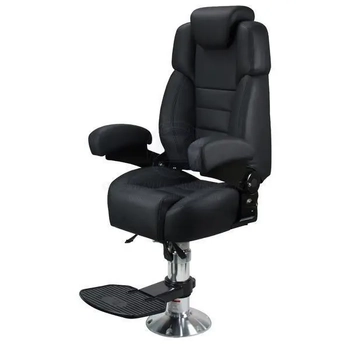RELAXN Voyager Pilot Boat Seat with Air Ride Pedestal & Footrest - Black