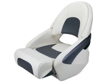 RELAXN Offshore Series High Back Boat Seat - White/Grey Carbon