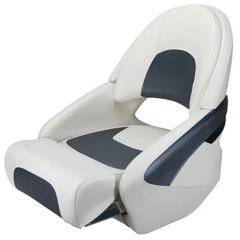 RELAXN Offshore Series High Back Boat Seat - White/Grey Carbon