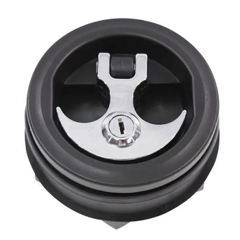 Flush Latch/Catch -Round Black Chrome T-Handle And Lock