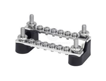 Buss Bar HD 2 x 6Way 4 Stud Stepped with Cover