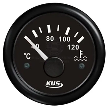 12/24V Blk Water Temp Gauge 52mm