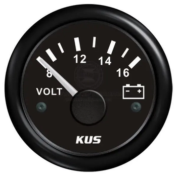 12V Black Voltmeter 8-16V 52mm