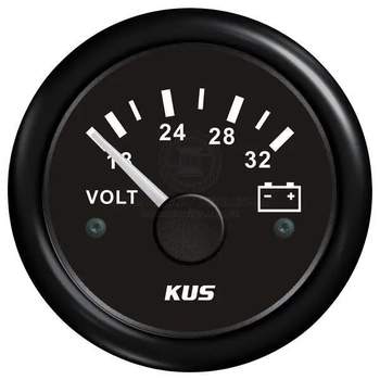 24V Black Voltmeter 18-32V 52mm