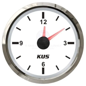 Clock 12Hr 12/24V White - Ss Bezel