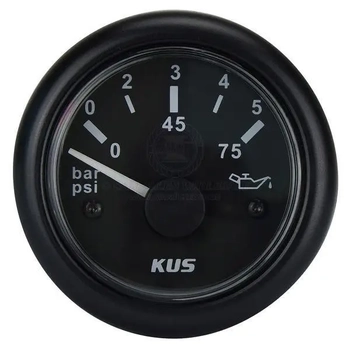 Gauge Oil Press. 12/24V 5 Bar Blk Black In Black Bezel 10-184