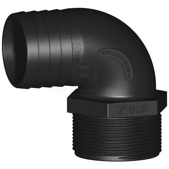 Hose Tail 90° 2" Bsp Black